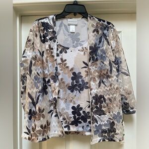 NWT Alfred Dunner Floral Two-in-One Blouse Size PL
